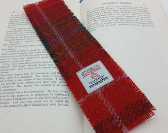 Harris Tweed Bookmark / Red and Brown/ UK free P&P / Handmade