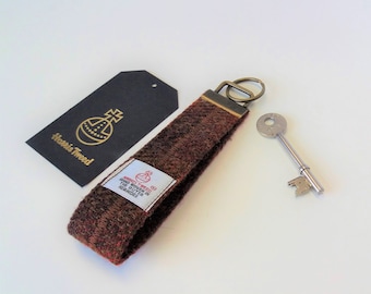 Harris Tweed Keyring / Browns and Rusts / Handmade /  Free UK P&P