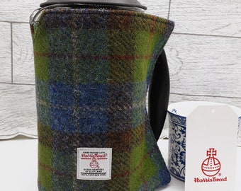 Harris Tweed Large Cafetiere Cosy / Handmade in Scotland /Green, Blue and Brown