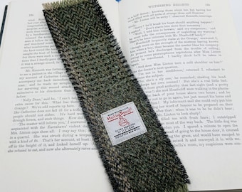 Harris Tweed Bookmark /Brown and Green Herringbone Check / UK free P&P / Handmade