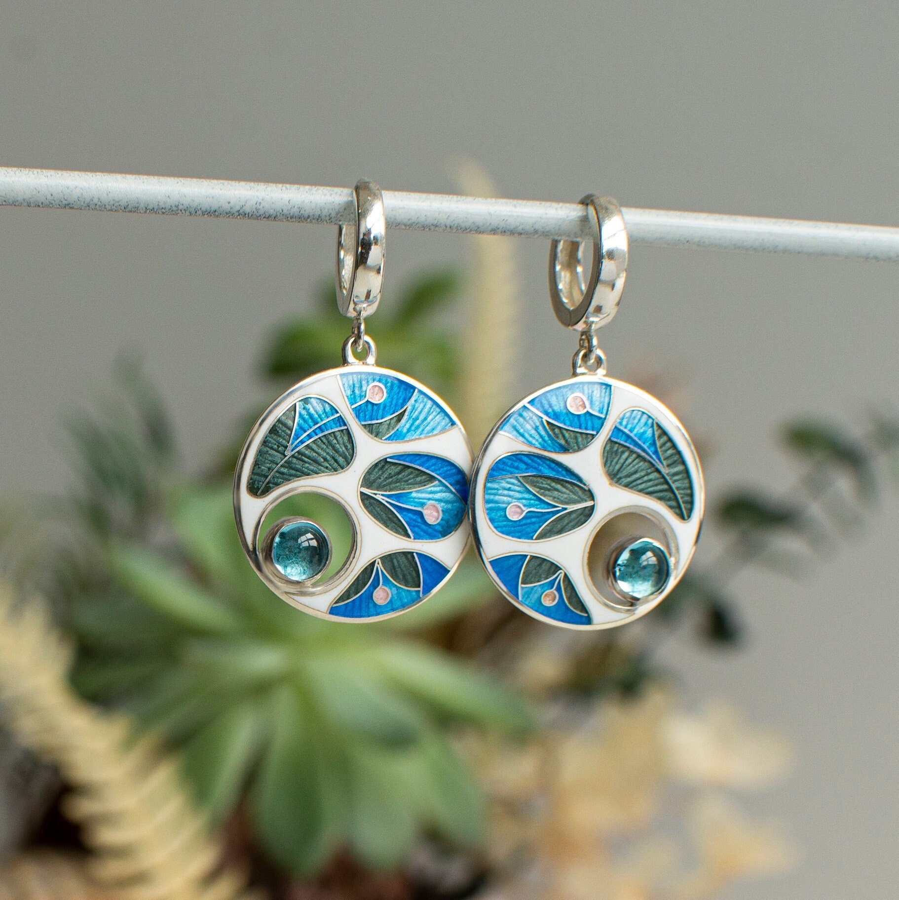 Silver enamel earrings discount