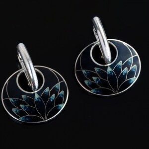 Black Enamel Flower Earrings: Sterling Silver Cloisonné Jewelry
