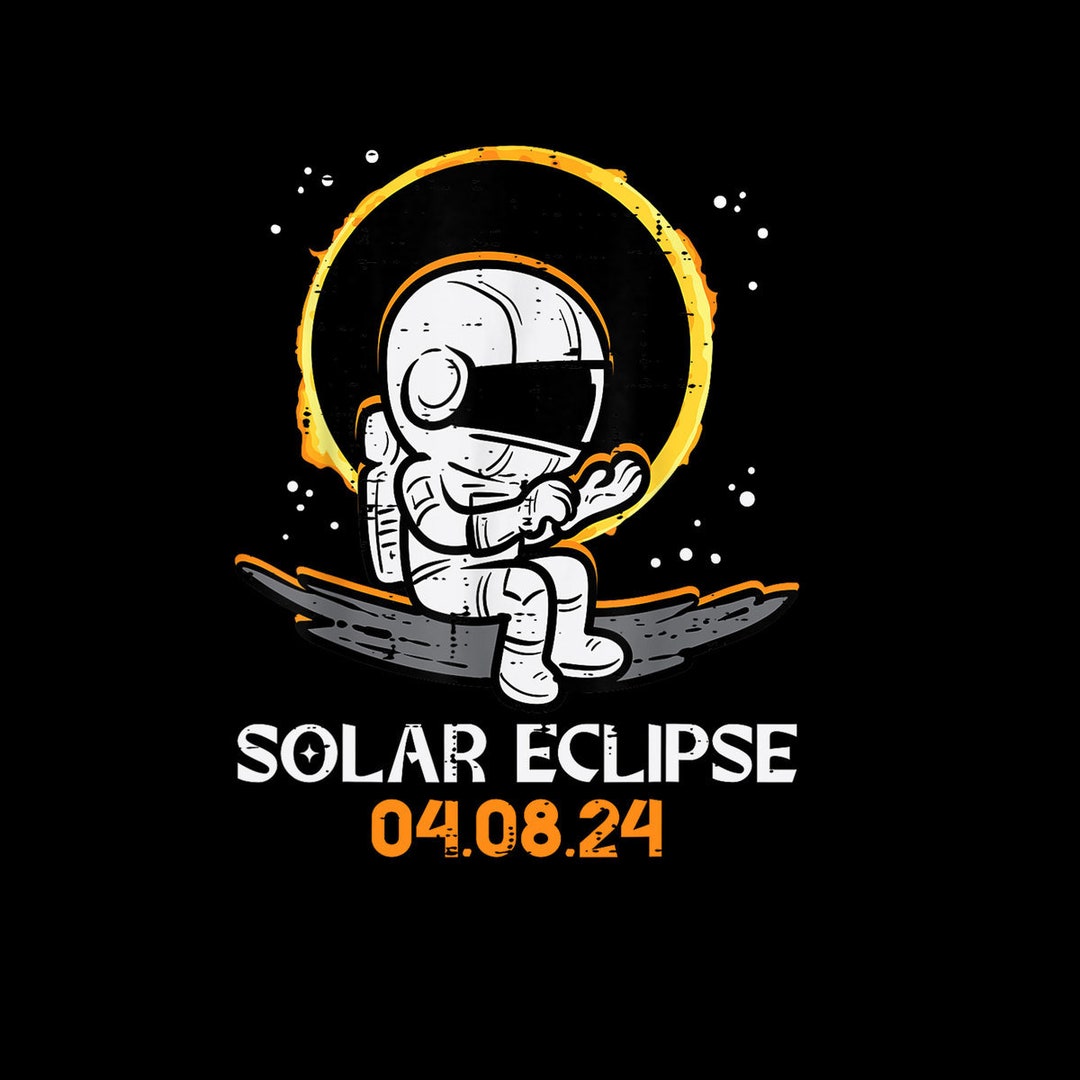 Astronaut Solar Eclipse 2024 Totality April 8 Women Men Kids PNG