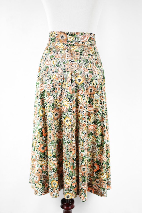 1970's Bright Floral High-waisted Belted Full Ski… - image 4