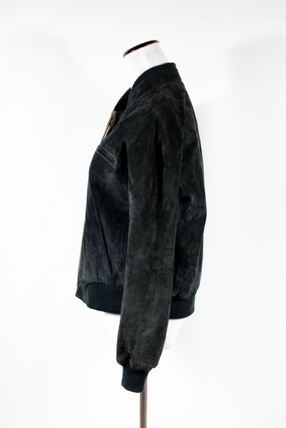 1980's Reversible Black Suede & Tan Bomber Jacket - image 3