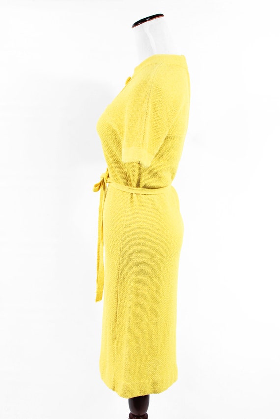 1960's Mod Bright Yellow Linen & Wool Knit Short-… - image 3