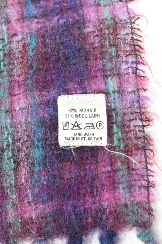 1960's Purple & Blue Plaid Mohair/ Wool Long Knit… - image 8