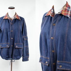 1970's Plaid Flannel Lined Denim Jacket - Etsy