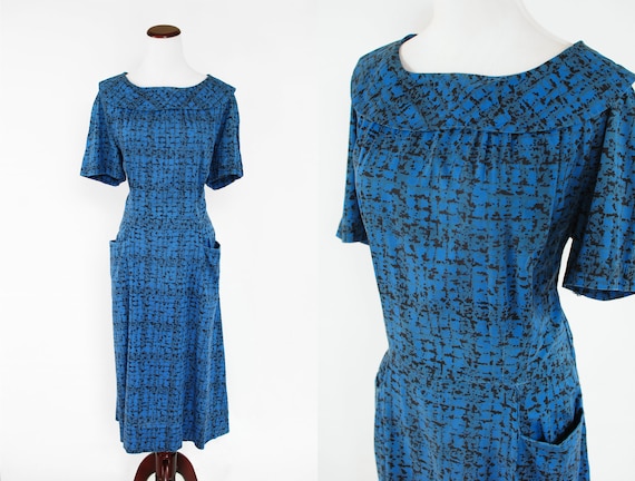 1960's Cobalt Blue Cotton Short-sleeve Dress
