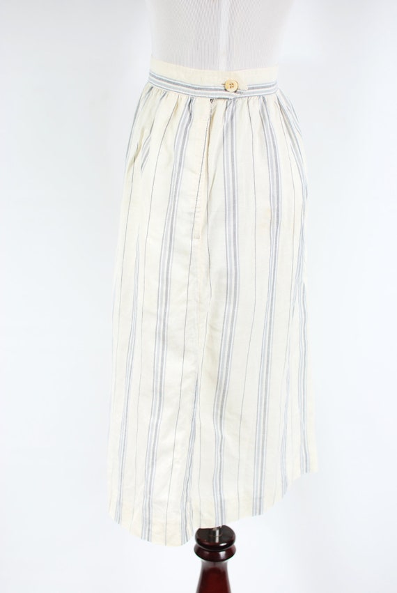 1980's 'Calvin Klein' White Linen Striped High-wa… - image 3