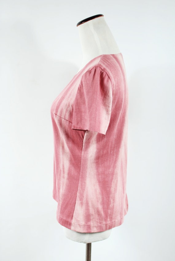 Vtg 1970's Handmade Pink Tie-dye Cotton T-shirt - image 3