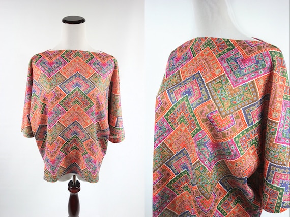1970's Paisley Cropped Square Blouse