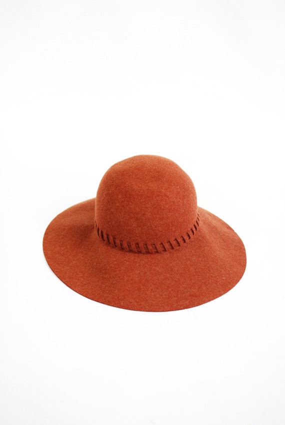 1960's Rust Felted Wool Wide-brim Floppy Hat - image 5