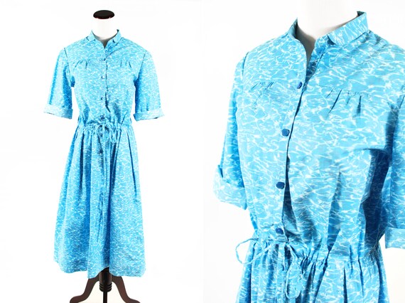 1950's Water Novelty Print Cotton Half-sleeve Shir