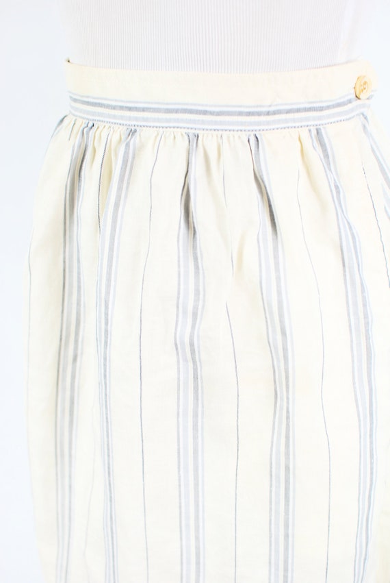 1980's 'Calvin Klein' White Linen Striped High-wa… - image 5