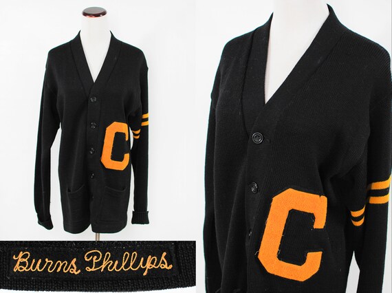 1950's Black & Yellow Wool Letterman Varsity Cardi