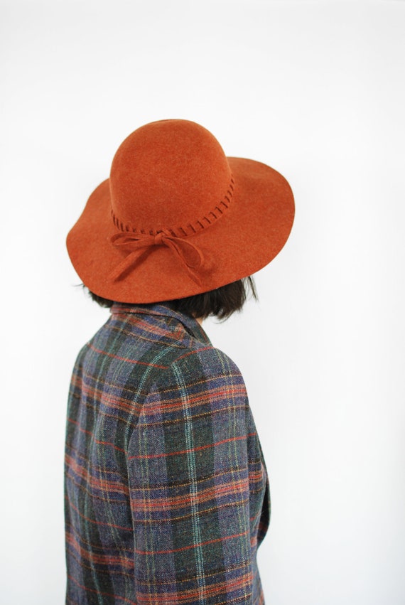 1960's Rust Felted Wool Wide-brim Floppy Hat - image 1