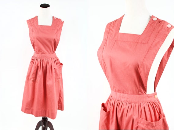 1950's Coral Cotton Pinafore Dress