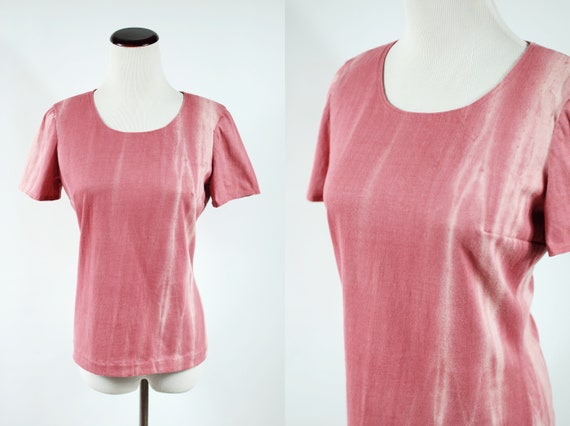 Vtg 1970's Handmade Pink Tie-dye Cotton T-shirt - image 1