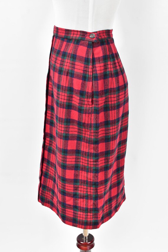 1950's 'Bobbie Brooks' Red Plaid Wool Straight Sk… - image 3