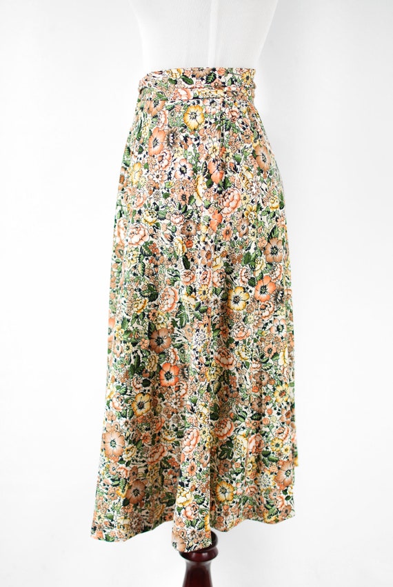 1970's Bright Floral High-waisted Belted Full Ski… - image 3