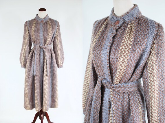 1980's Dusty Purple Striped Puff Sleeve Sweater Co