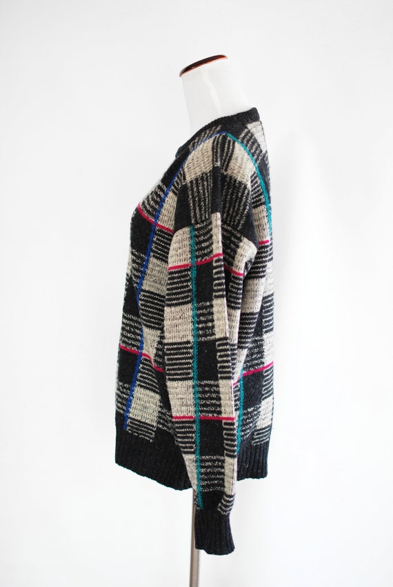 1980's Checkered Shetland Wool Knit Pullover Swea… - image 3