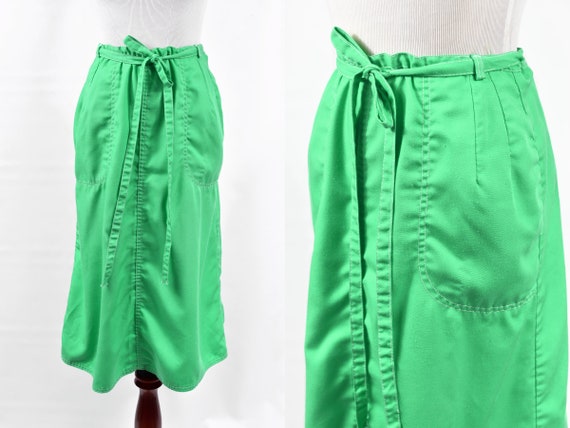 1970's Kelly Green Contrast Stitch High-waisted A… - image 1