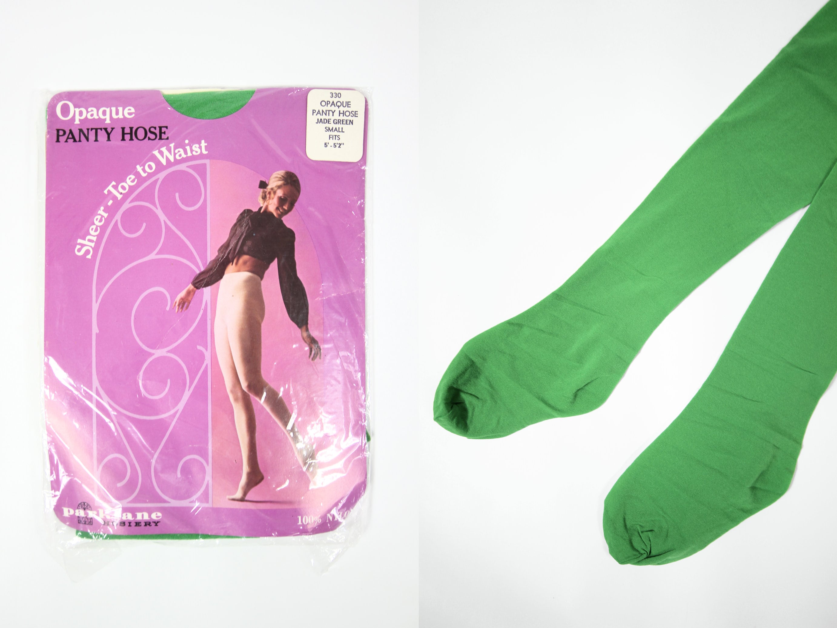 NOS 1960's Kelly Green Sheer Nylon Panty Hose 