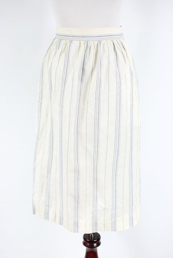 1980's 'Calvin Klein' White Linen Striped High-wa… - image 2