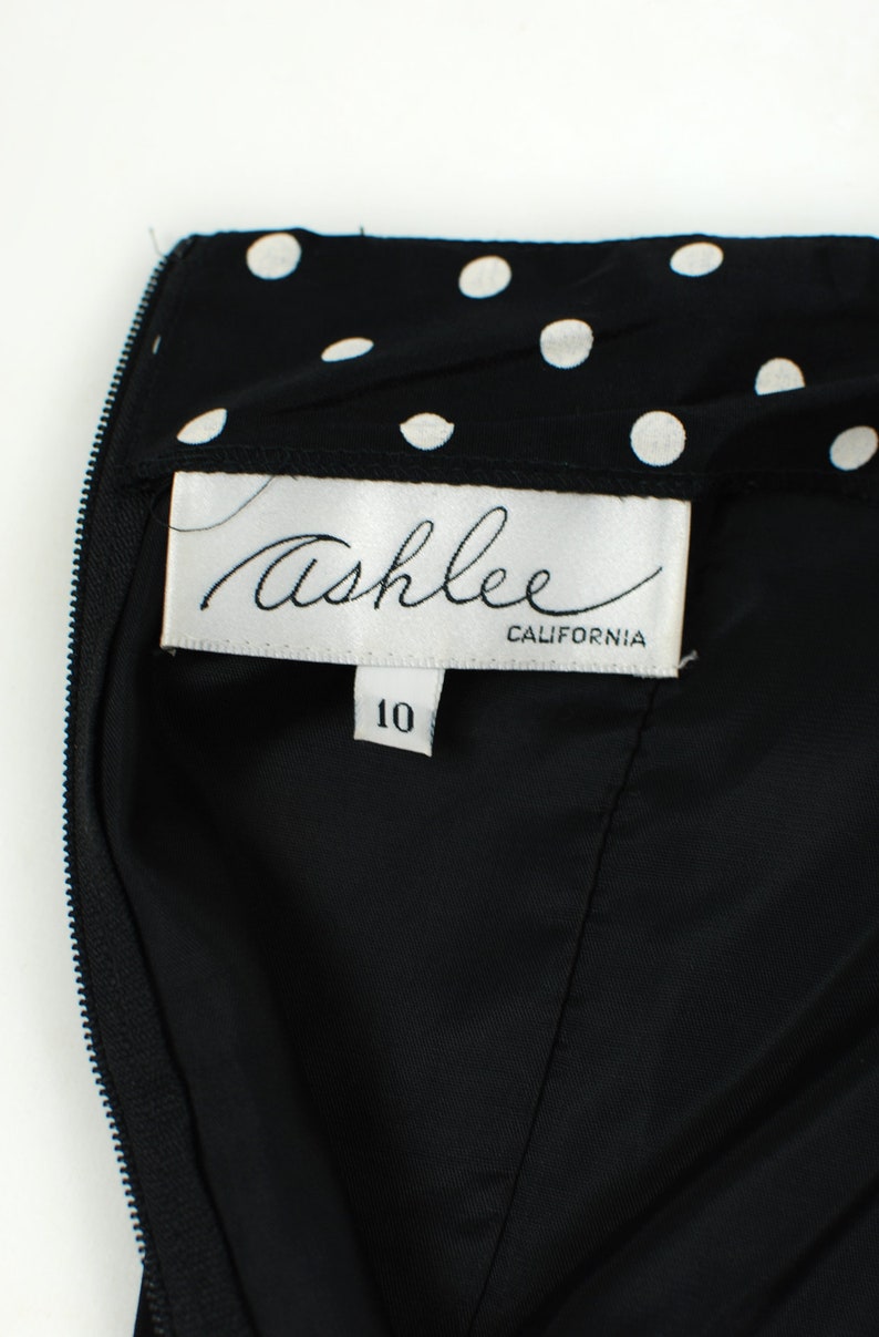 1980/'s Black Polka-dot Strapless Sarong Sweetheart Rose Dress