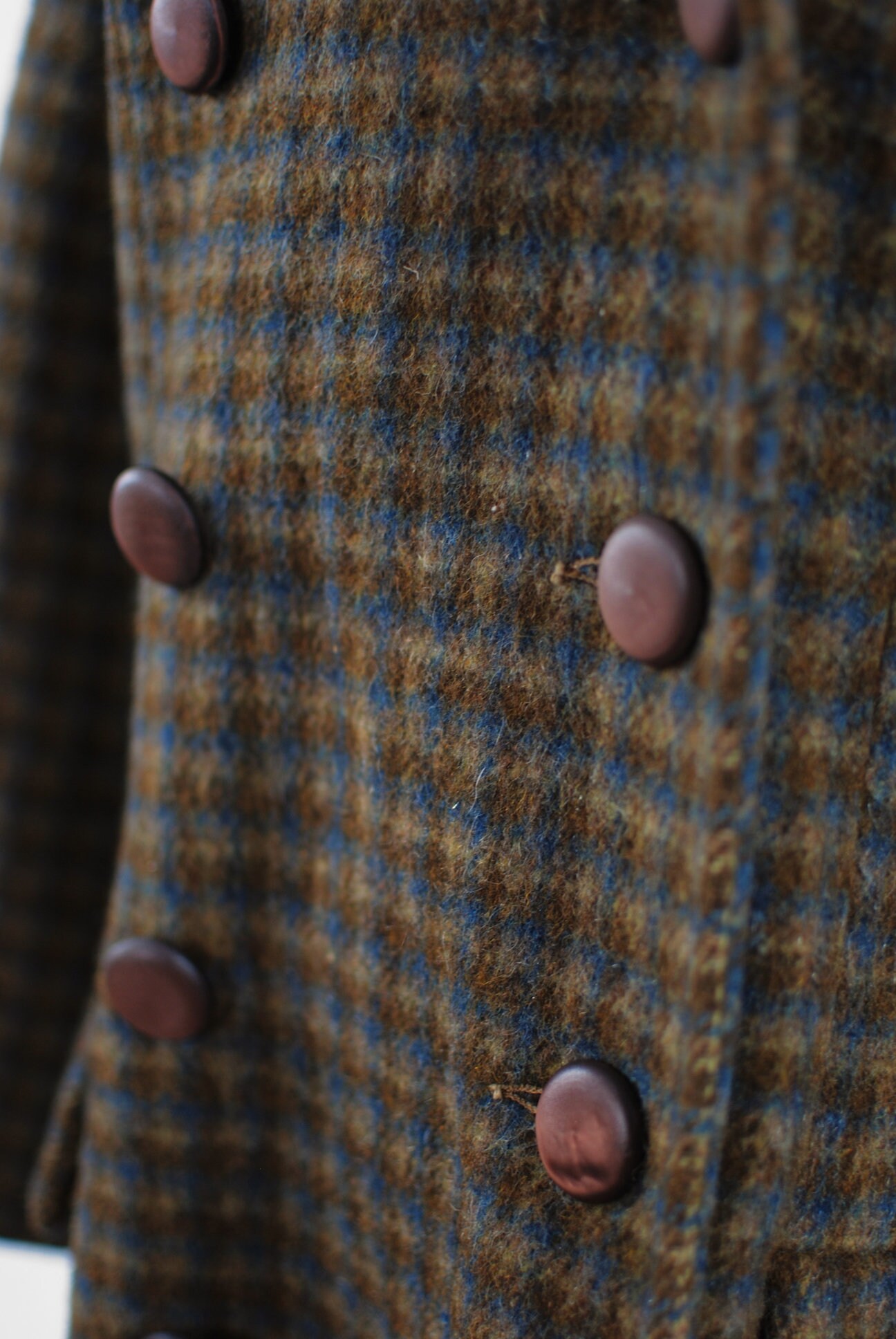 1970's Olive Check Wool Double-breasted Short Coat | Etsy