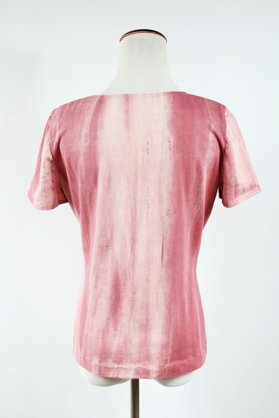 Vtg 1970's Handmade Pink Tie-dye Cotton T-shirt - image 4