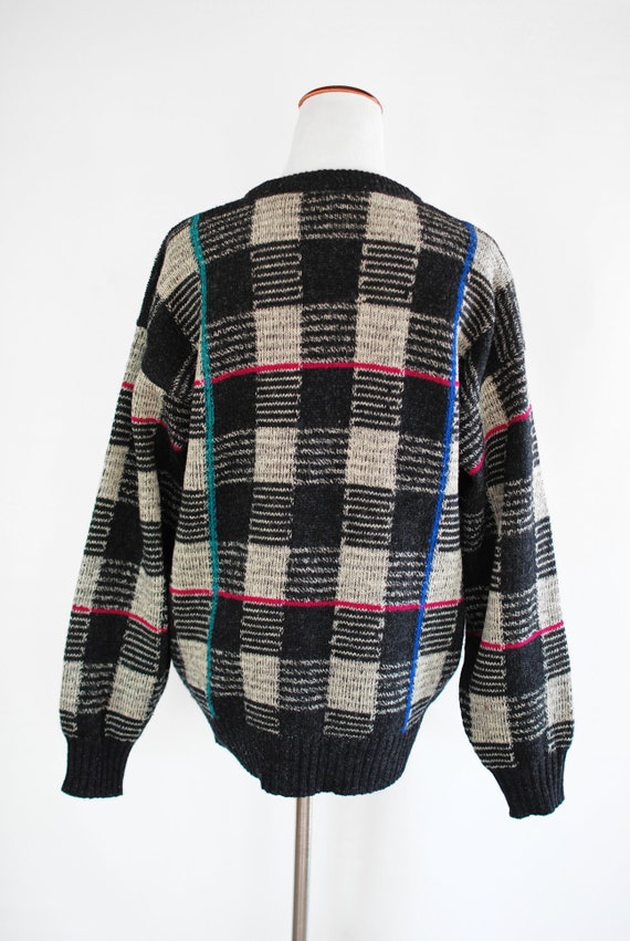 1980's Checkered Shetland Wool Knit Pullover Swea… - image 4