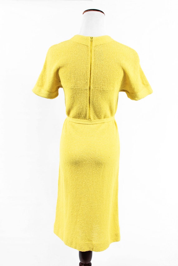 1960's Mod Bright Yellow Linen & Wool Knit Short-… - image 4