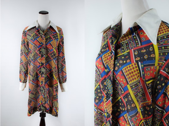1960s 'Serbin' Patchwork Paisley Cotton Long-sleev