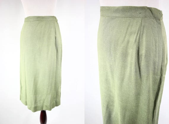 1950's Pistachio Green Embroidered Highwaisted Pe… - image 1