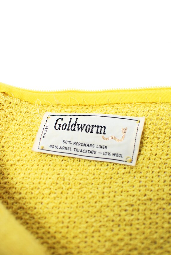 1960's Mod Bright Yellow Linen & Wool Knit Short-… - image 7