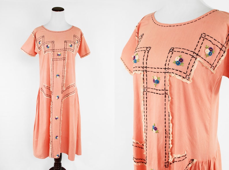 peach linen dress