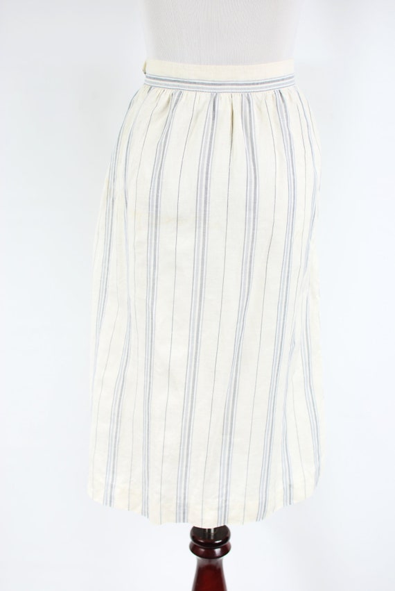 1980's 'Calvin Klein' White Linen Striped High-wa… - image 4