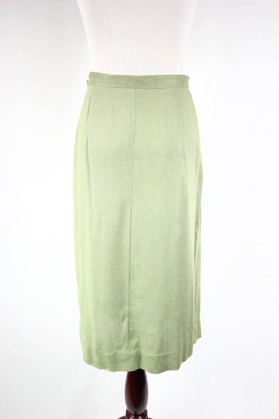 1950's Pistachio Green Embroidered Highwaisted Pe… - image 4
