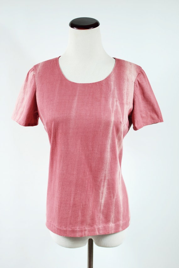 Vtg 1970's Handmade Pink Tie-dye Cotton T-shirt - image 2