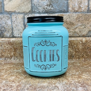 Rustic Cookie Jar, Half Gallon Farmhouse Cookie Jar, Glass Cookie Jar, Rustic Kitchen, Rustic Canisters, Farmhouse Kitchen Decor