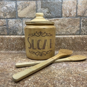 Half Gallon Farmhouse Canister, Sugar Canister, Painted Glass, Kitchen Canister, Rustic Canister, Country Kitchen, Pantry Jars