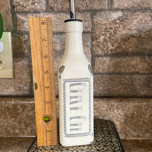 Olive Oil Dispenser, Rustic Oil Jar, Painted Cruet, Farmhouse Kitchen Decor, Glass Bottle Kitchen Storage, Olive oil Jar image 6