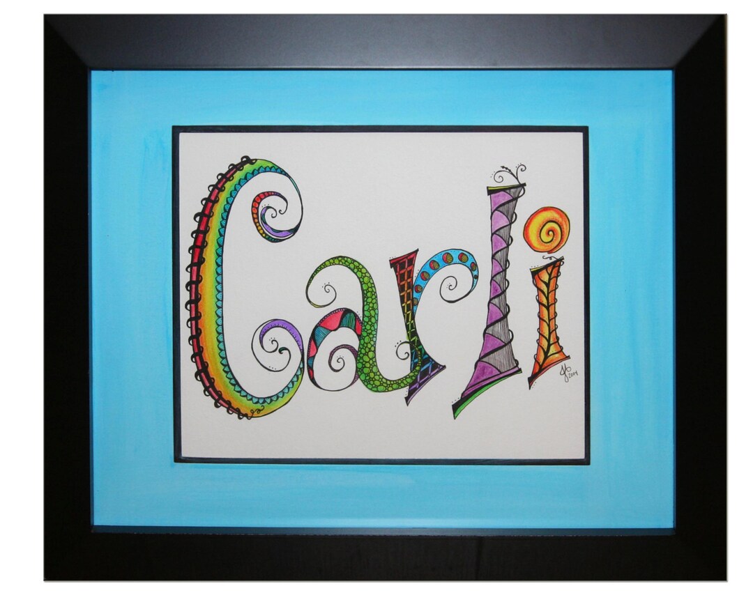 Personalized Art, Child's Name Art Hand Drawn Colorful Zentangled Name Art, Personalized Name