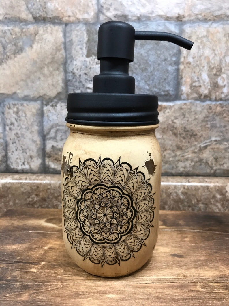 Rustic Mason Jar Soap Dispenser Farmhouse Decor Painted Soap Etsy