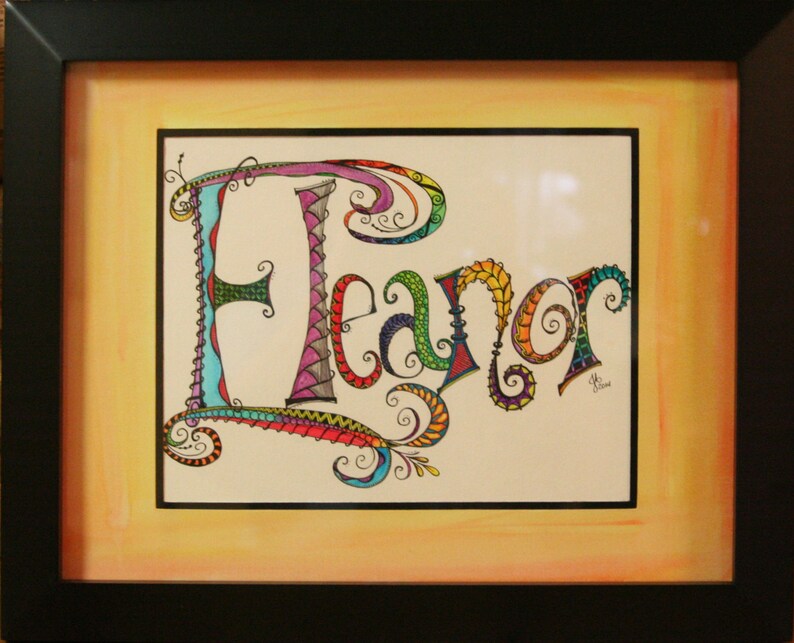 Personalized Name Art Kid's Name Art Nursery Art Hand Etsy