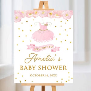 Ballerina Babyparty Willkommensschild, Tutu Babyparty Willkommensschild druckbare, Mädchen Babyparty, bearbeitbare Vorlage, sofortiger Download