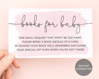 Editable Books for Baby girl, Baby shower book request card, bring a book instead of a card, Books For Baby Insert, Instant Download